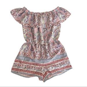 Bebop Boho Paisley Off the Shoulder Romper SZ XS